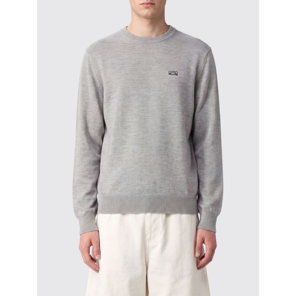 Loewe Men Loewe Anagram Embroidered Wool Crewneck Jumper